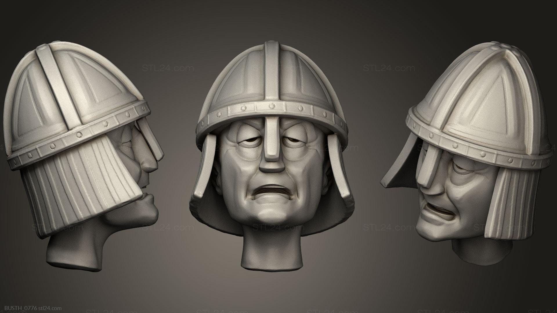 Бюсты монстры и герои (Голова старика в шлеме в стиле комиксов, BUSTH_0776) 3D модель для ЧПУ станка